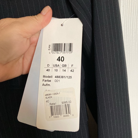 Luisa Cerano Dress Jacket, Blazer,Black, Striped, Two Button, Size 10, NWT, Wool - Picture 7 of 10